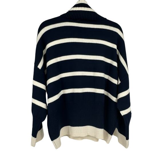 Topshop Navy & White Oversized Turtleneck Sweater Sz 0-2 - Picture 3 of 6